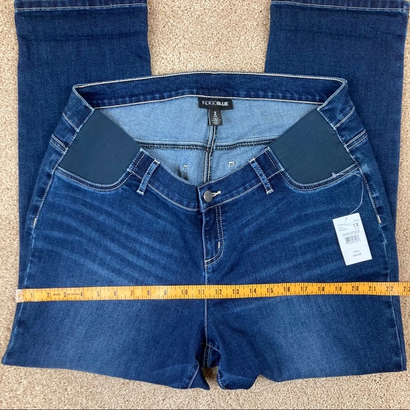 Indigo Blue Side Panel Crop Maternity Jeans NWT Z - Picture 10 of 16